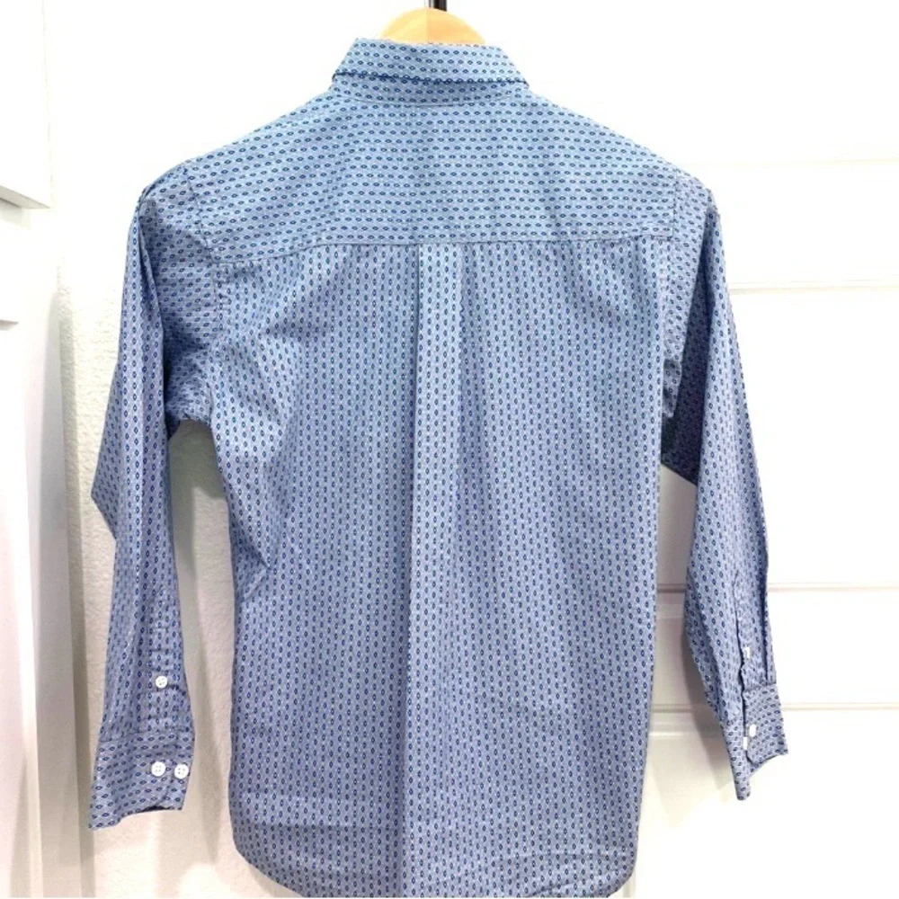 Wrangler Blue Geometric Button-Down Long Sleeve Shirt Boys Size Large